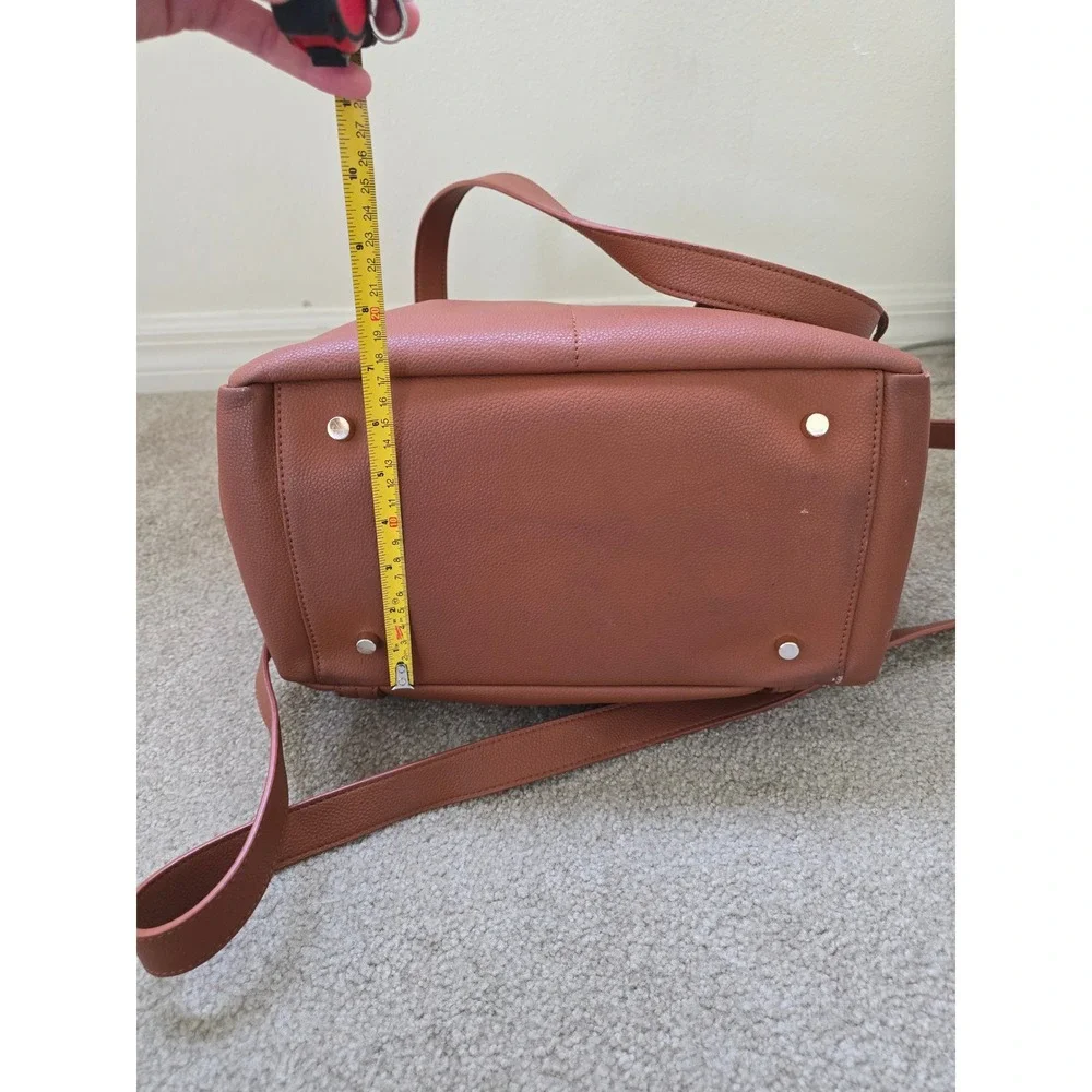 Elkie & Co. Aberdeen Cognac Brown Vegan Leather Diaper Bag Backpack Crossbody